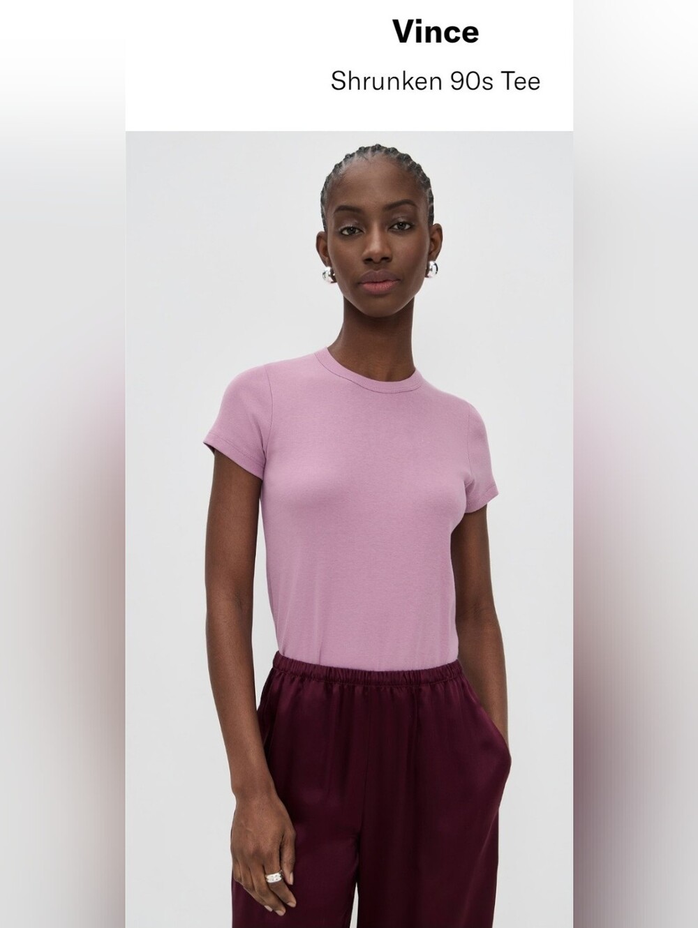 Vince Pastel Lilac Shrunlen 90s Tee Medium Retro. Summer Casual Pima Cotton